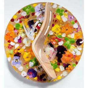 METHACRYLATE & VINYL HEELED SANDALS